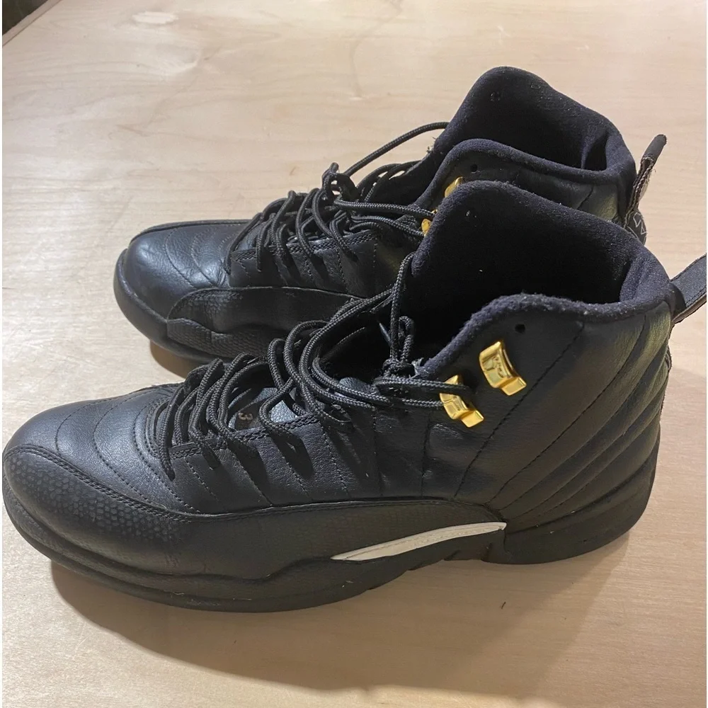 Air Jordan 12 Retro Master Black Gold Sneakers Size 12